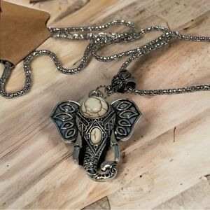 🌻3/$20🌻 Boho Silver and ivory elephant necklace